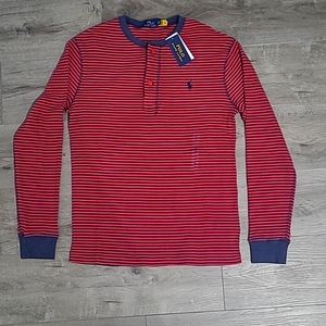 Polo by Ralph Lauren Red and Blue Striped Henley